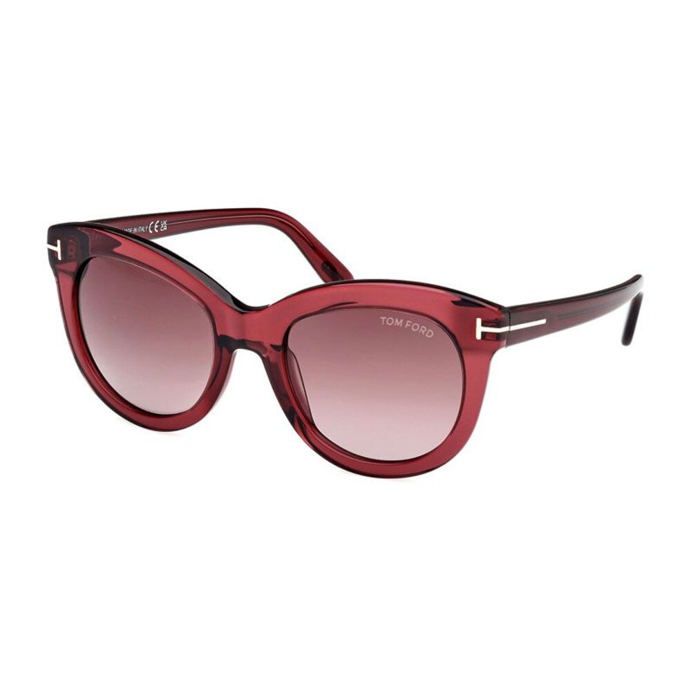 Tom Ford Sunglasses Cat Eye Full Rim, Shiny Bordeaux Frame and Bordeaux